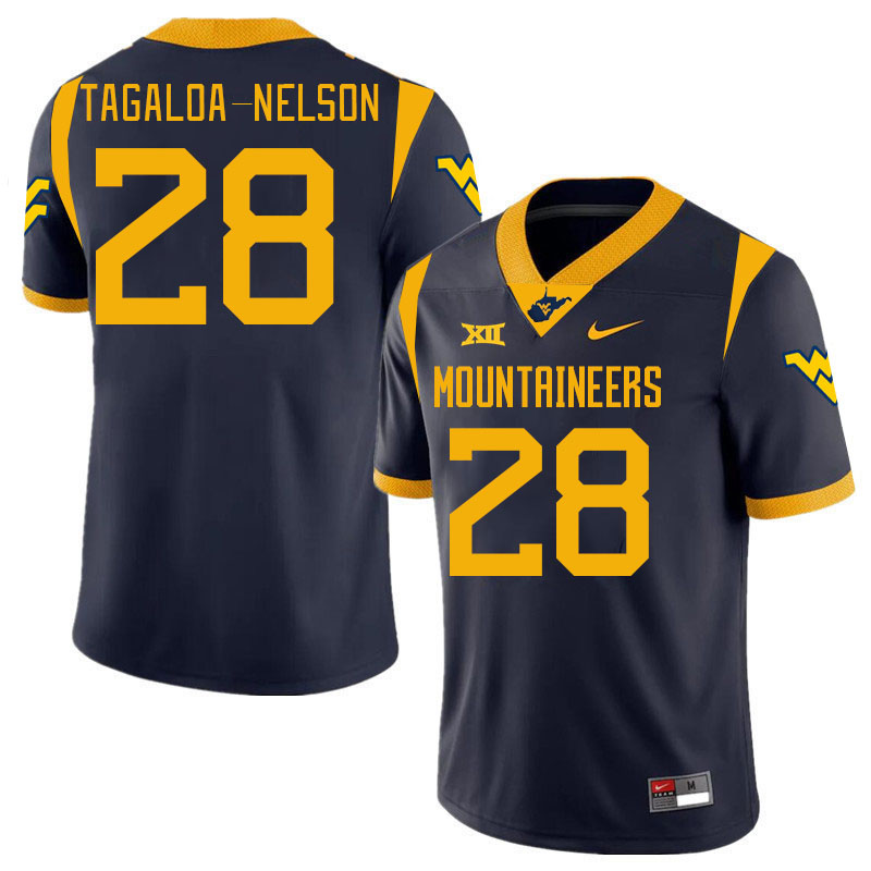 Men #28 Aden Tagaloa-Nelson West Virginia Mountaineers College 2024 New Uniforms Football Jerseys St